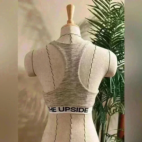 The Upside Racerback Sports or Lounge Bra - Heather Beige, | Size 6 | Logo Band - Picture 2 of 6